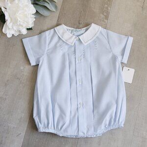 Blue Heirloom Button Front Creeper Feltman Brothers Newborn Coming Home Portrait